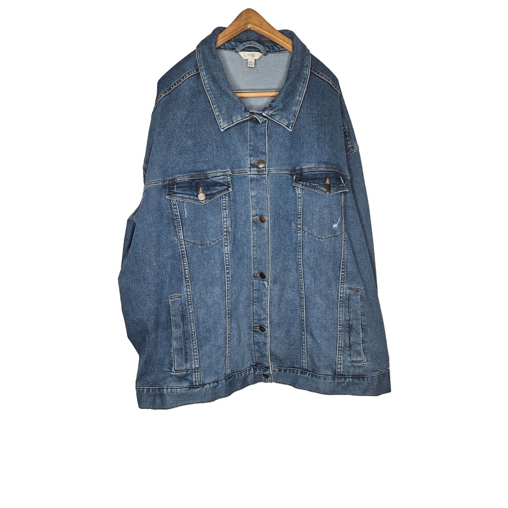 Terra Sky Denim Jacket Blue Trucker Oversized Casual Plus 4X